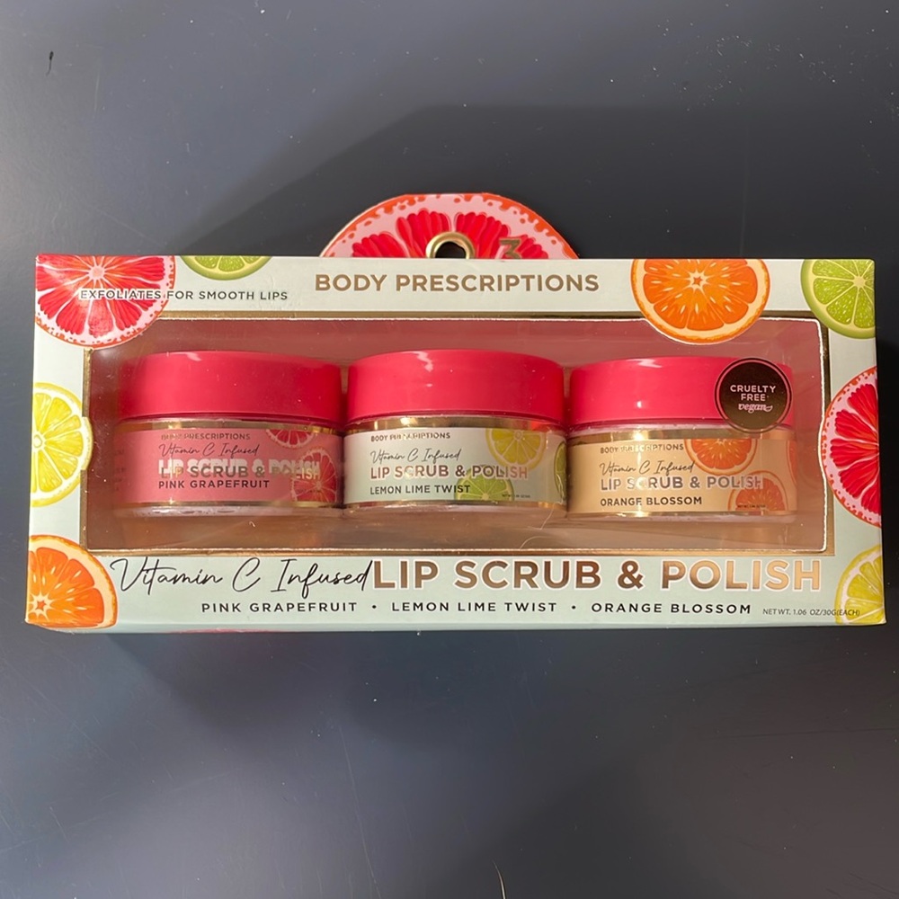 Body Prescriptions Lip Scrub & Polish, Vit C Infused, Set of 3, 1.06 ounces each
